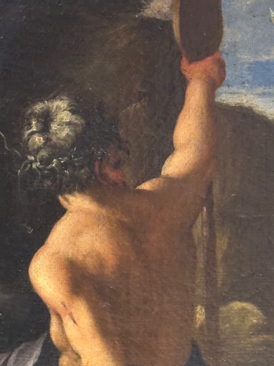 Tableau XVIIe huile sur toile école française les métamorphoses d Ovide apollon et daphné -photo-2