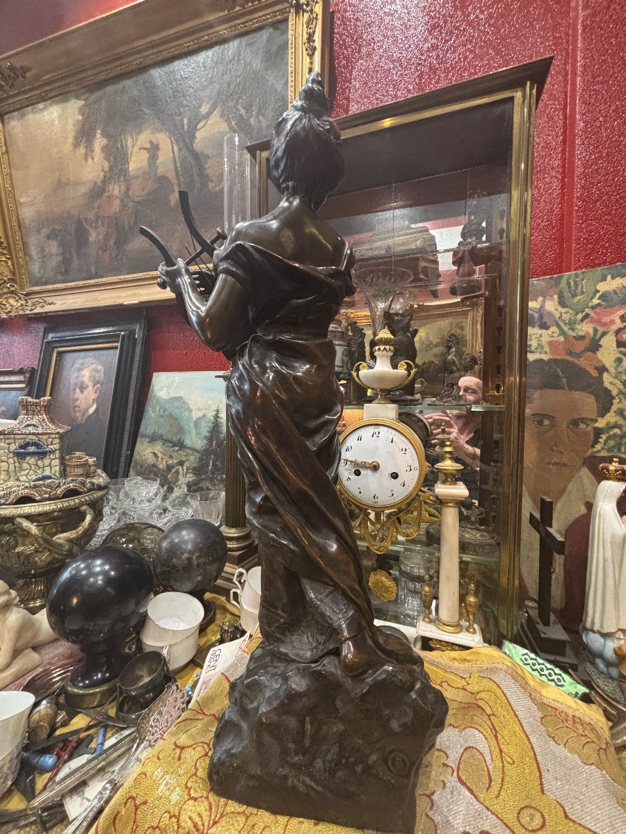 Villanis sculpture en bronze Sapho joueuse de lyre musicienne XIXe -photo-2