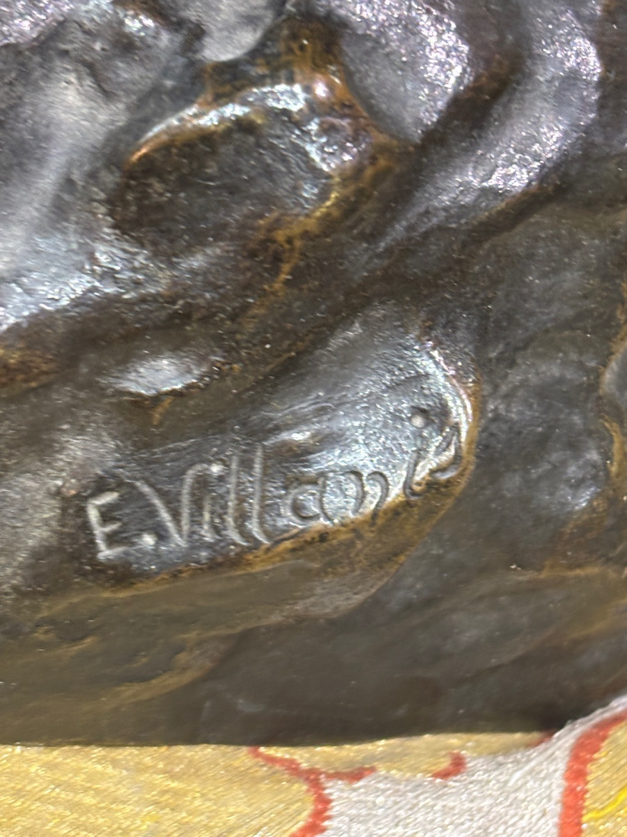 Villanis sculpture en bronze Sapho joueuse de lyre musicienne XIXe -photo-3