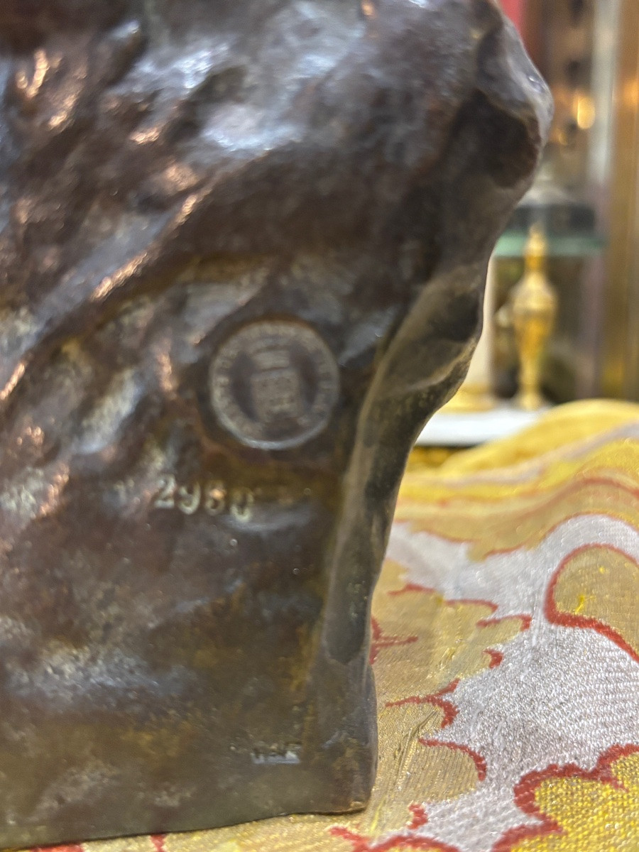 Villanis sculpture en bronze Sapho joueuse de lyre musicienne XIXe -photo-4