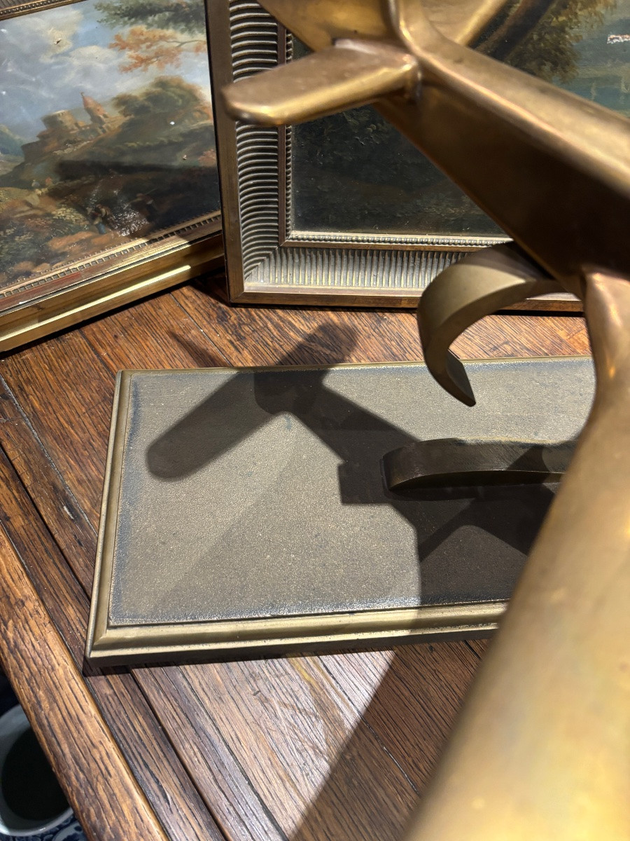 1950  avion de chasse spitfire en bronze sur socle en fonte aviation de guerre -photo-3