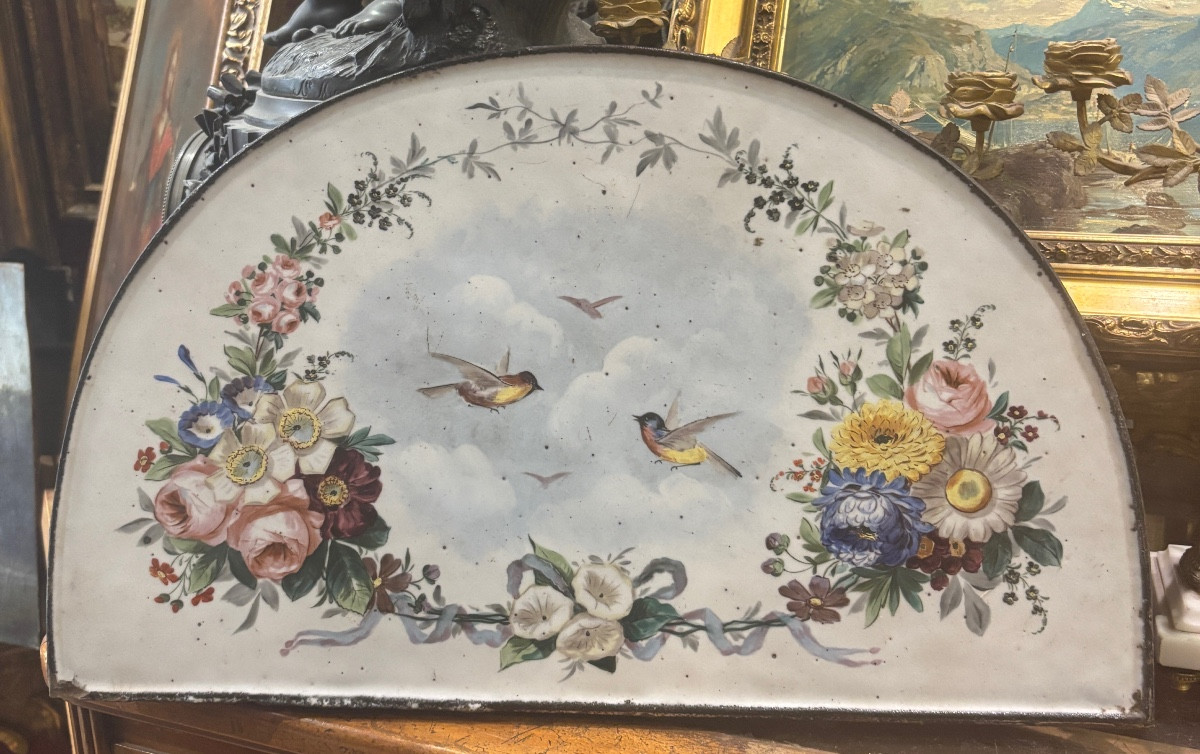 Old High Pediment Of An Orangery Door In Enamelled Cast Iron From The 19th Century