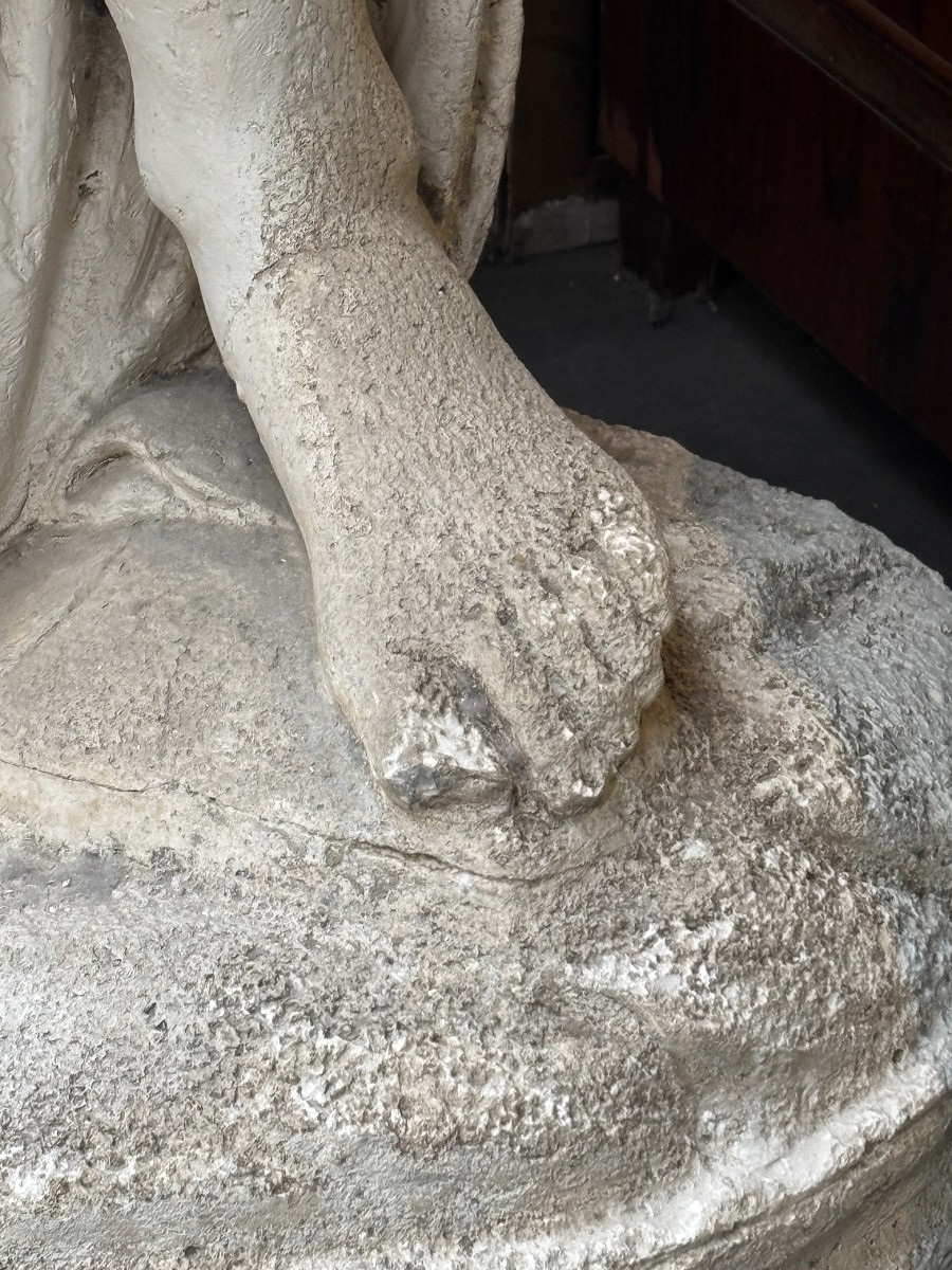 Grande statue en plâtre XIXe à l antique porteuse d eau déesse romaine -photo-4