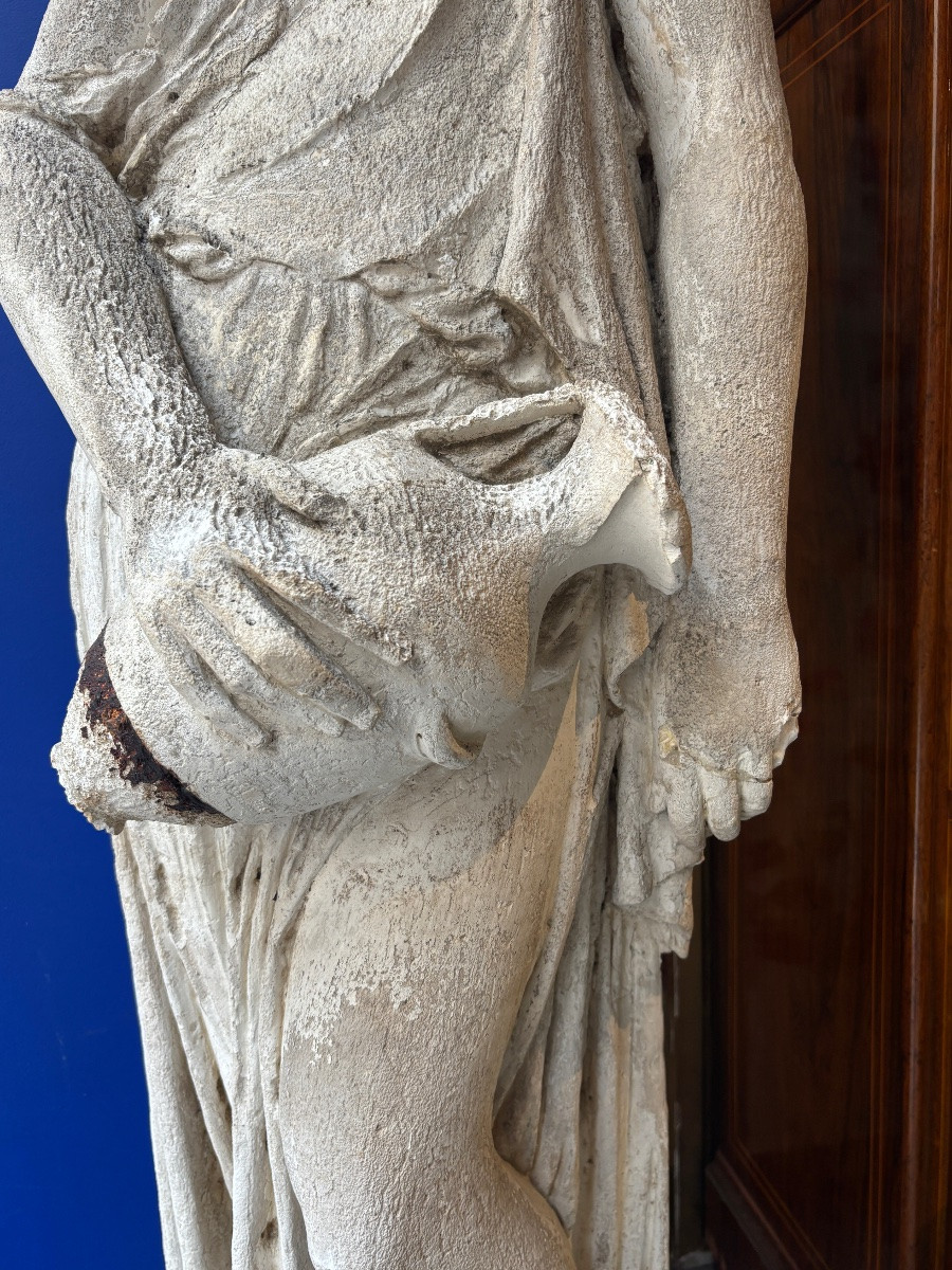 Grande statue en plâtre XIXe à l antique porteuse d eau déesse romaine -photo-1
