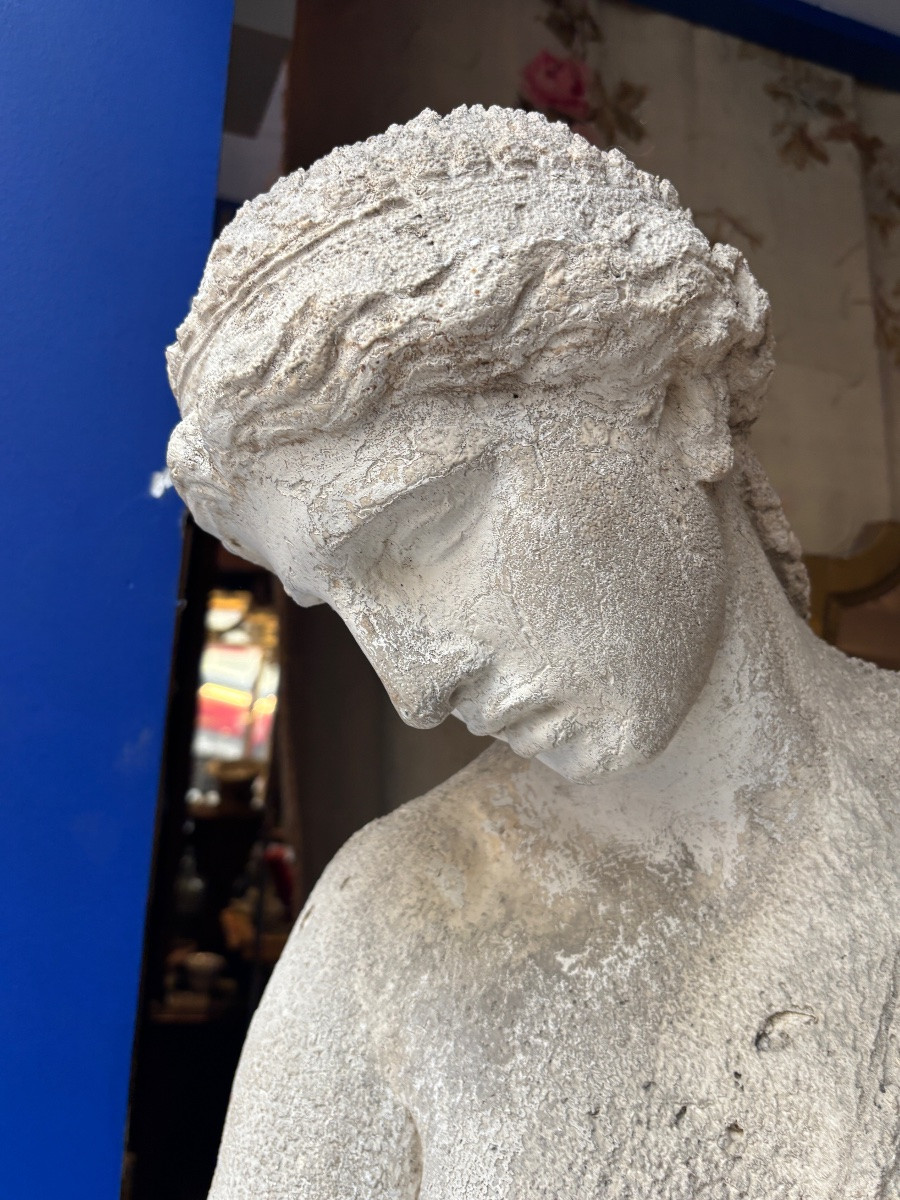 Grande statue en plâtre XIXe à l antique porteuse d eau déesse romaine -photo-3