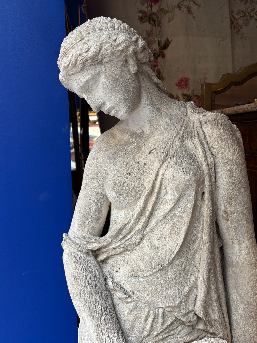 Grande statue en plâtre XIXe à l antique porteuse d eau déesse romaine -photo-4