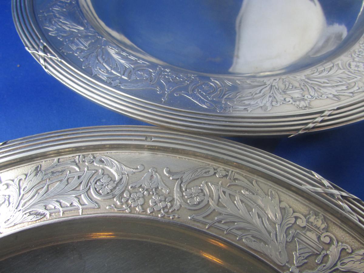 Old Pair Sterling Silver Dishes Poincon Minerva Epoque 19 Eme L XVI Style Neoclassical-photo-2