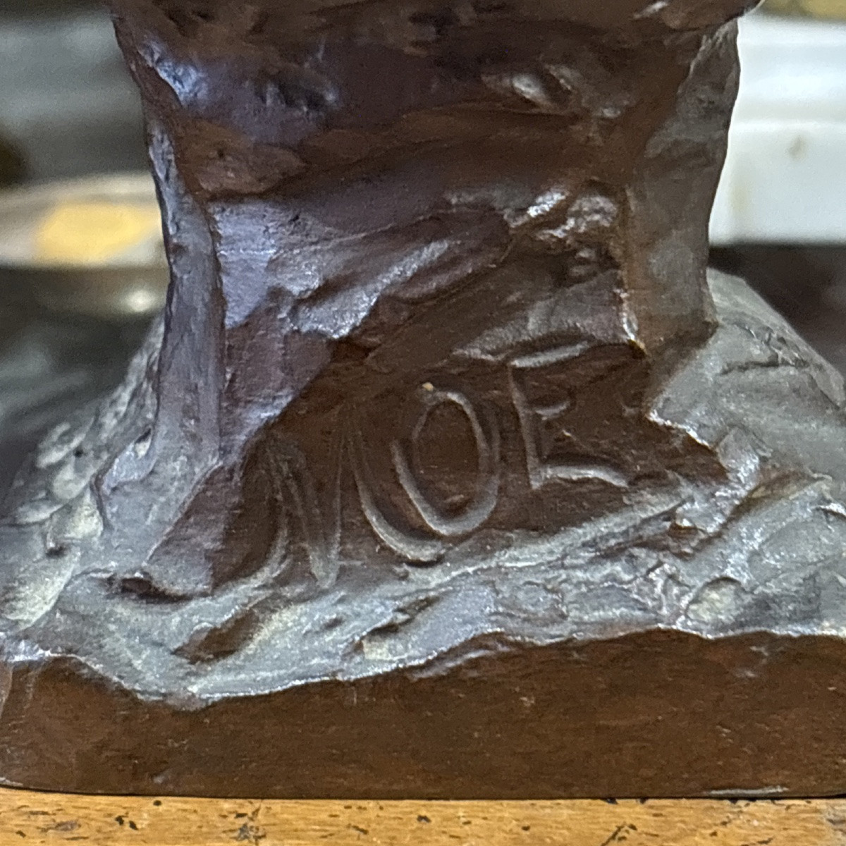 Villanis MOE bronze art nouveau à patine médaille buste féminin -photo-2