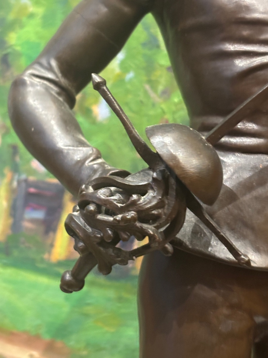 Bronze Émile Laporte épéiste escrimeur  sculpture XIX e-photo-3