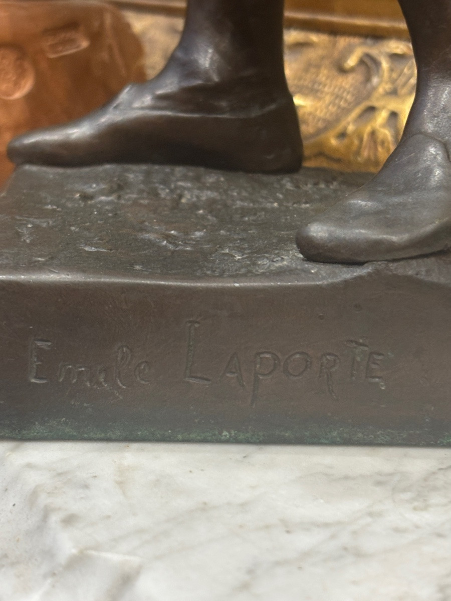 Bronze Émile Laporte épéiste escrimeur  sculpture XIX e-photo-1