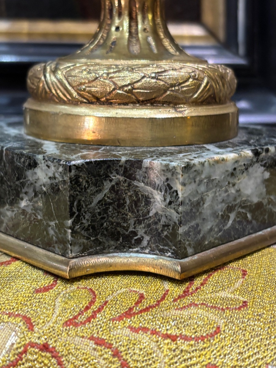 Pair Of Lxvi Style Green Alpine Marble Cassolette Vases-photo-2