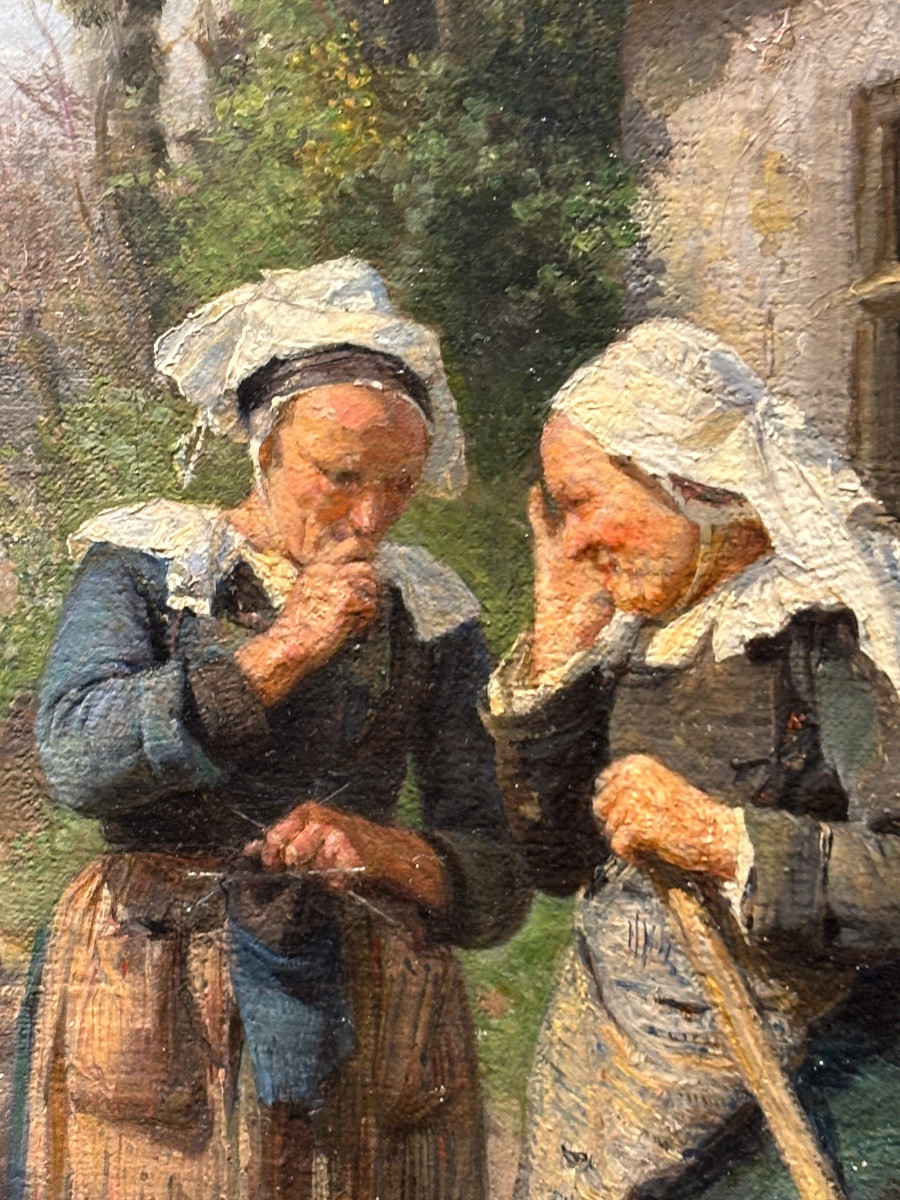 Henri Girardet les bretonnes et la procession Bretagne 1878 huile sur toile -photo-4