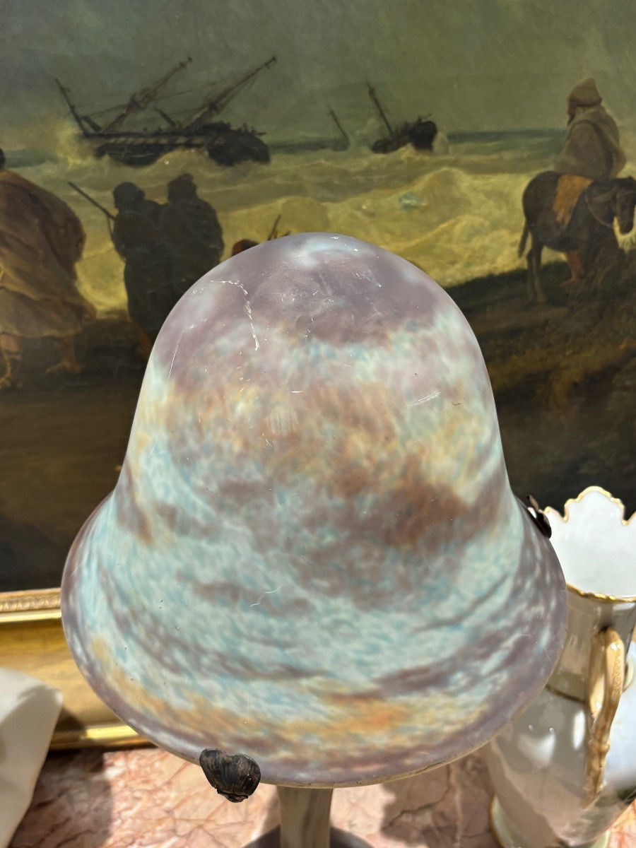Muller Frères Mushroom Lamp, Pâte De Verre, Circa 1900-photo-3