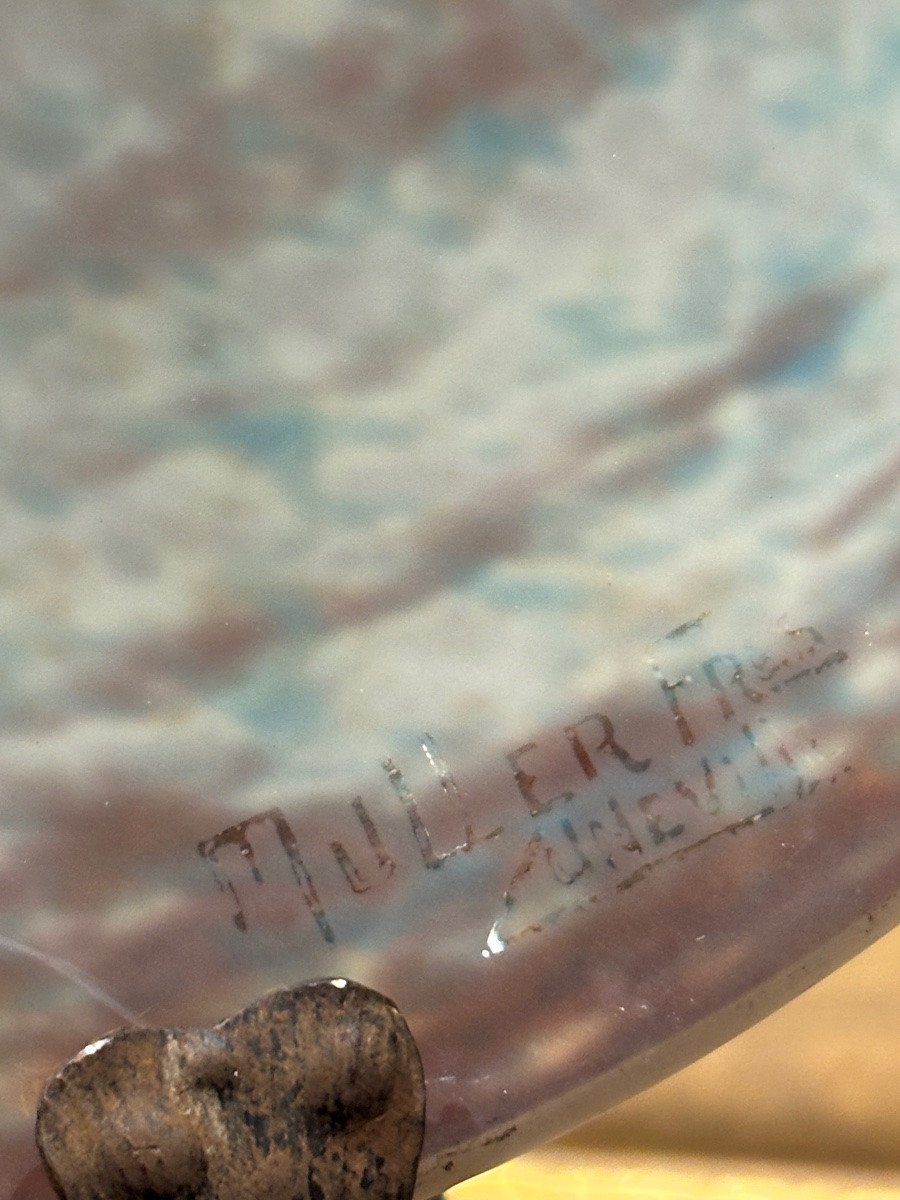 Muller Frères Mushroom Lamp, Pâte De Verre, Circa 1900-photo-4