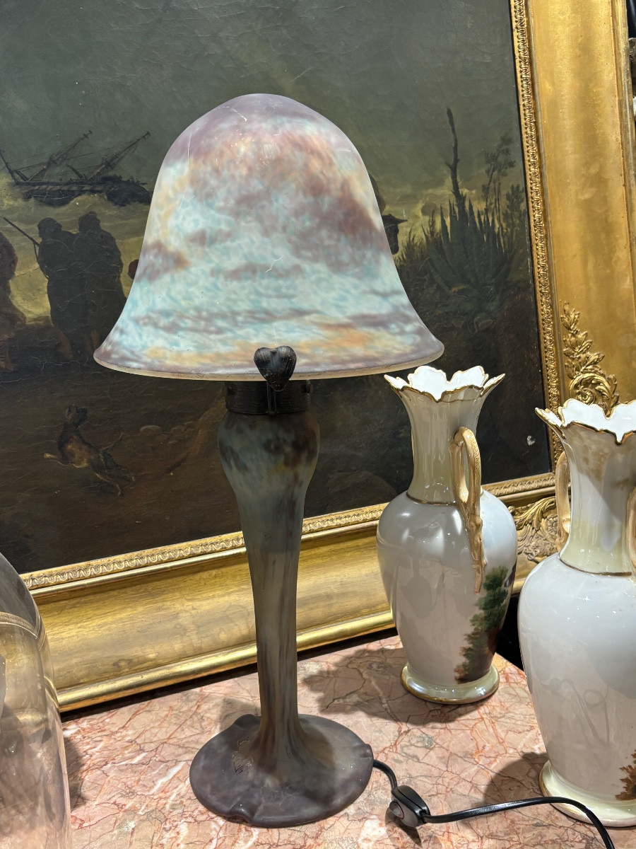 Muller Frères Mushroom Lamp, Pâte De Verre, Circa 1900