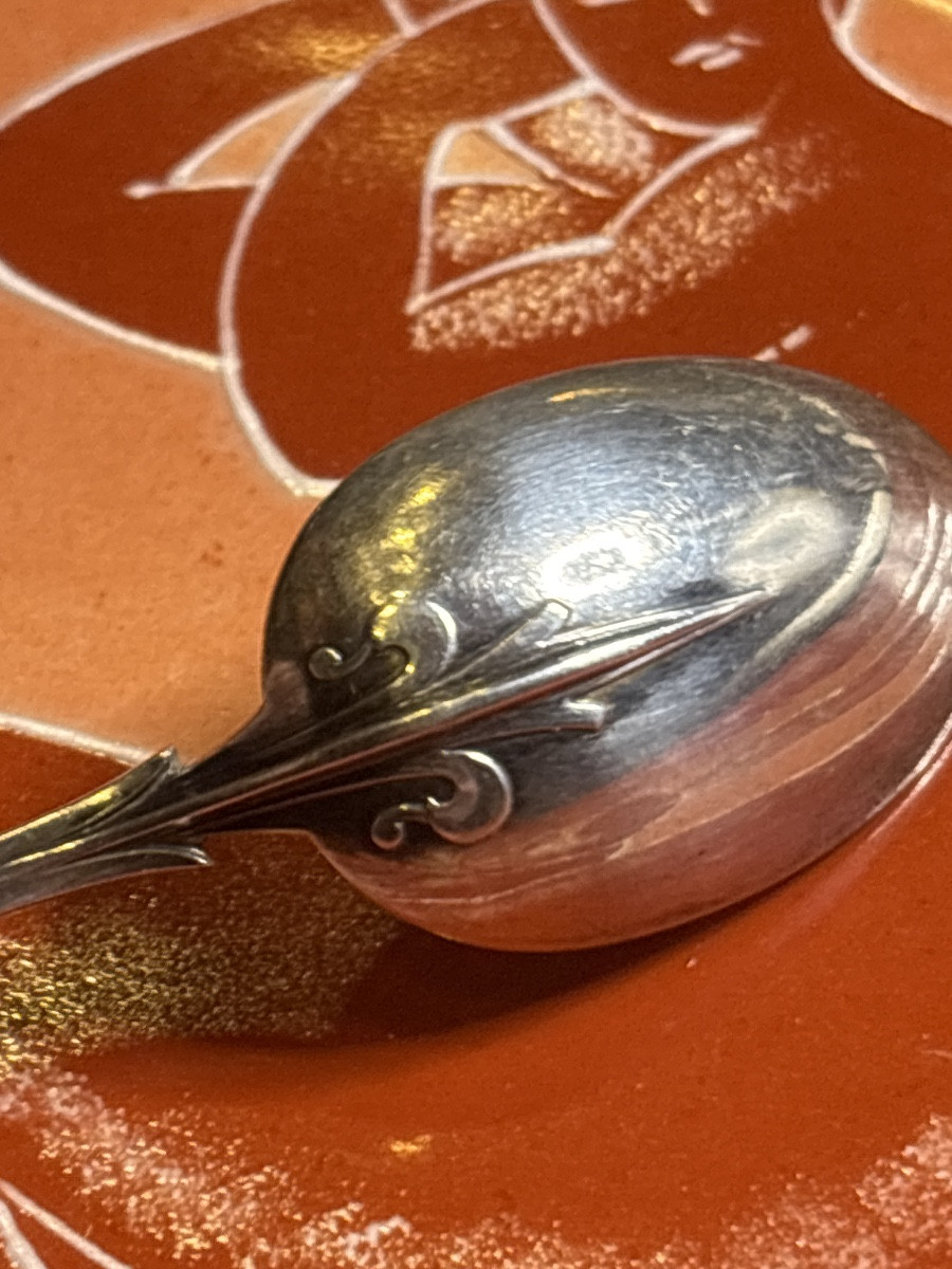 Cardeilhac Christofle Renaissance 6 Small Solid Silver Spoons With Gilt Interior-photo-2