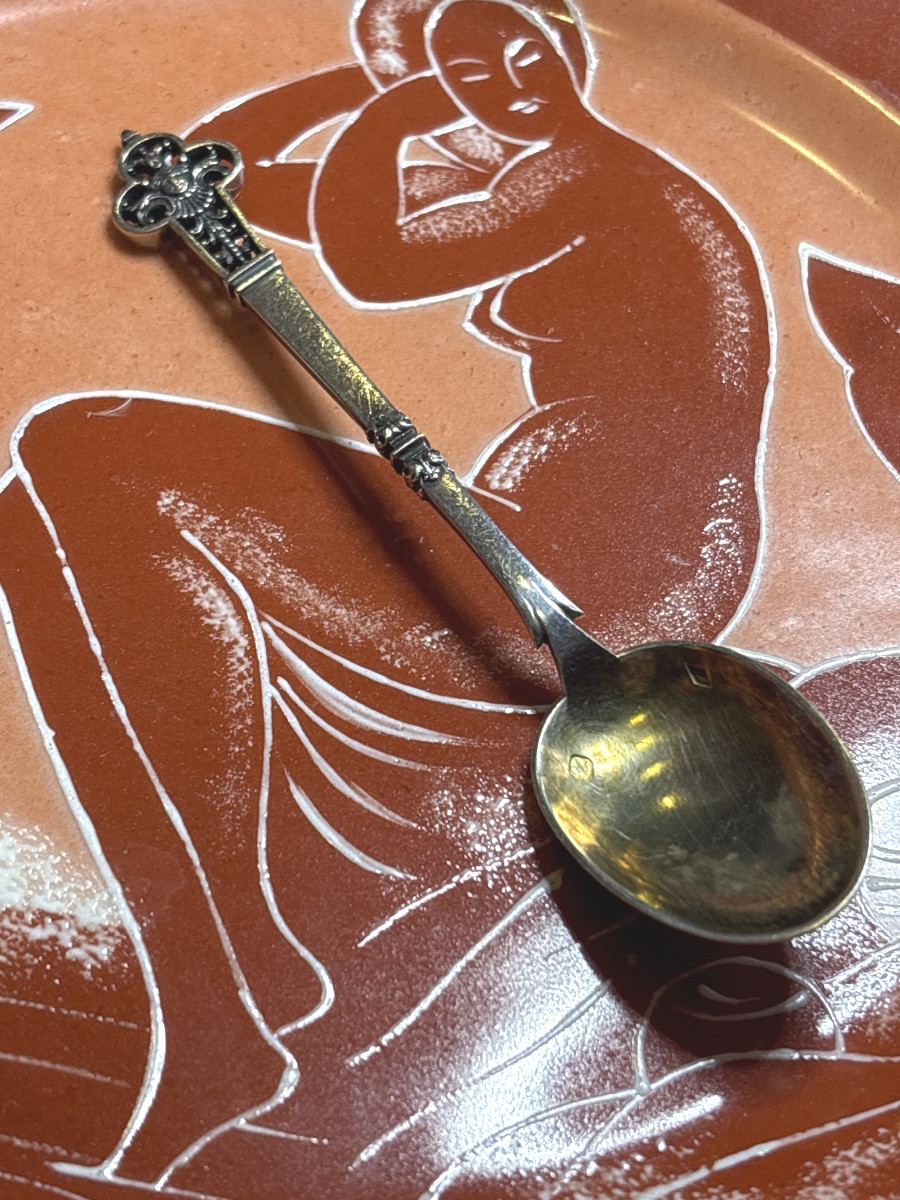 Cardeilhac Christofle Renaissance 6 Small Solid Silver Spoons With Gilt Interior-photo-5