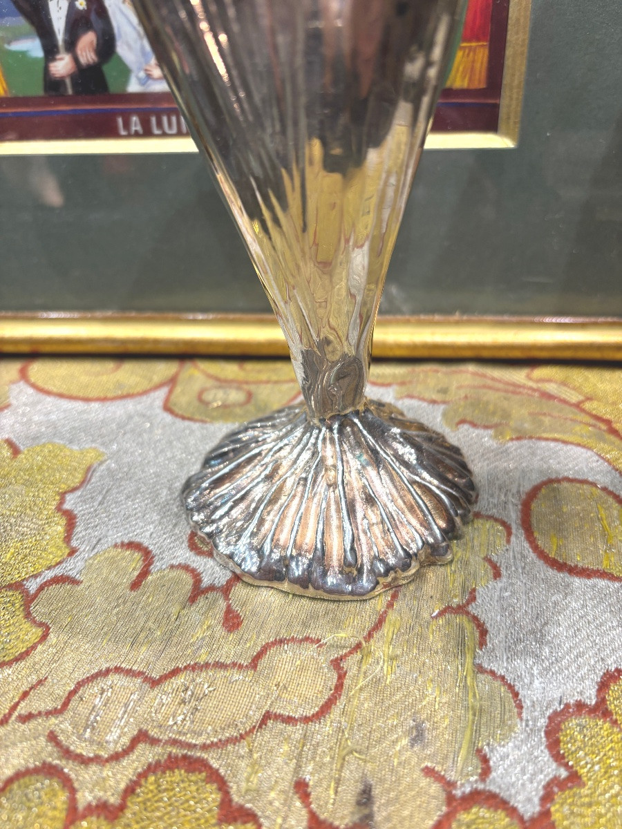 Christofle michele oka doner usa coupe vase bronze argenté et son coffret-photo-3