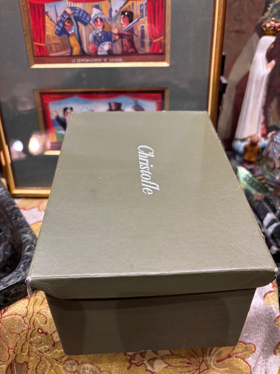 Christofle michele oka doner usa coupe vase bronze argenté et son coffret-photo-4