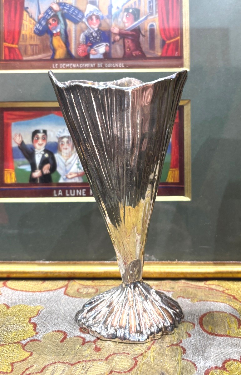 Christofle michele oka doner usa coupe vase bronze argenté et son coffret