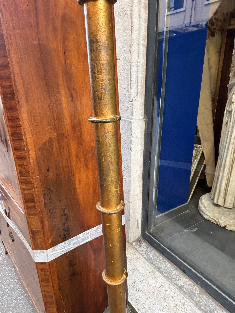 Large 1960s Gold Metal Palm Tree Floor Lamp -photo-3