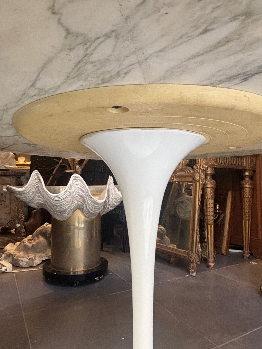 Saarinen eero pour knoll table ronde et 4 chaises tulipe international aluminium 1960-70 -photo-3