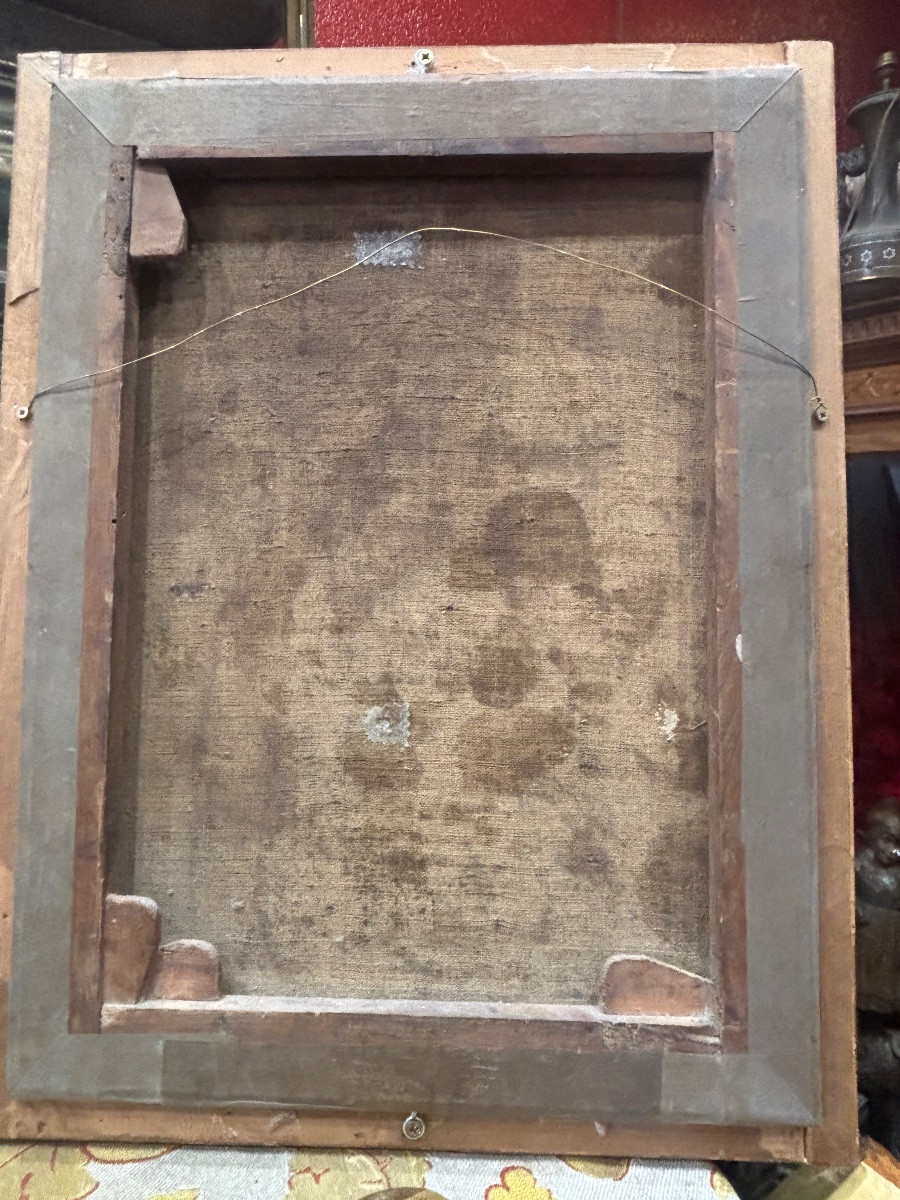 École française XVIIIe vierge à l enfant huile sur toile angelots -photo-3