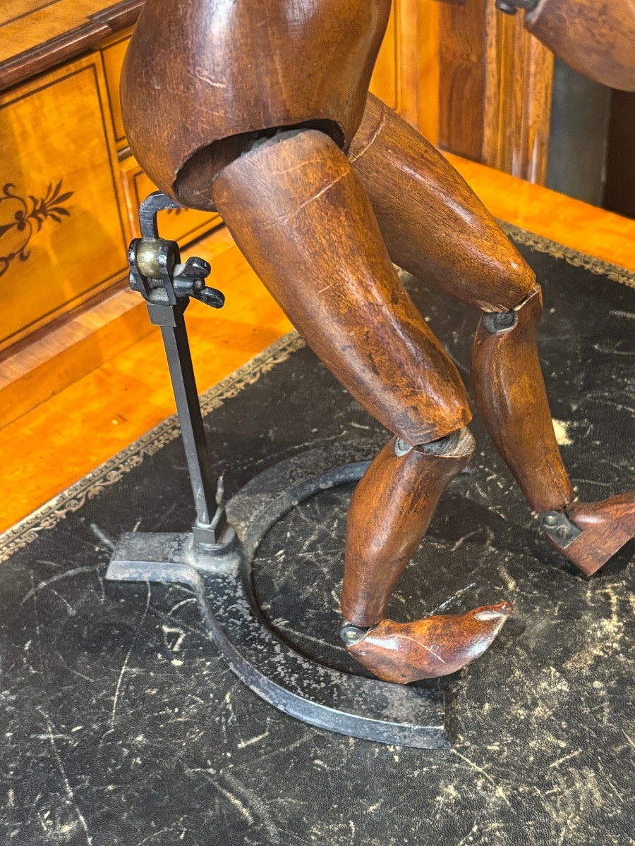 Mannequin d artiste epoque XIXe articulé système d articulation laiton avec support -photo-1