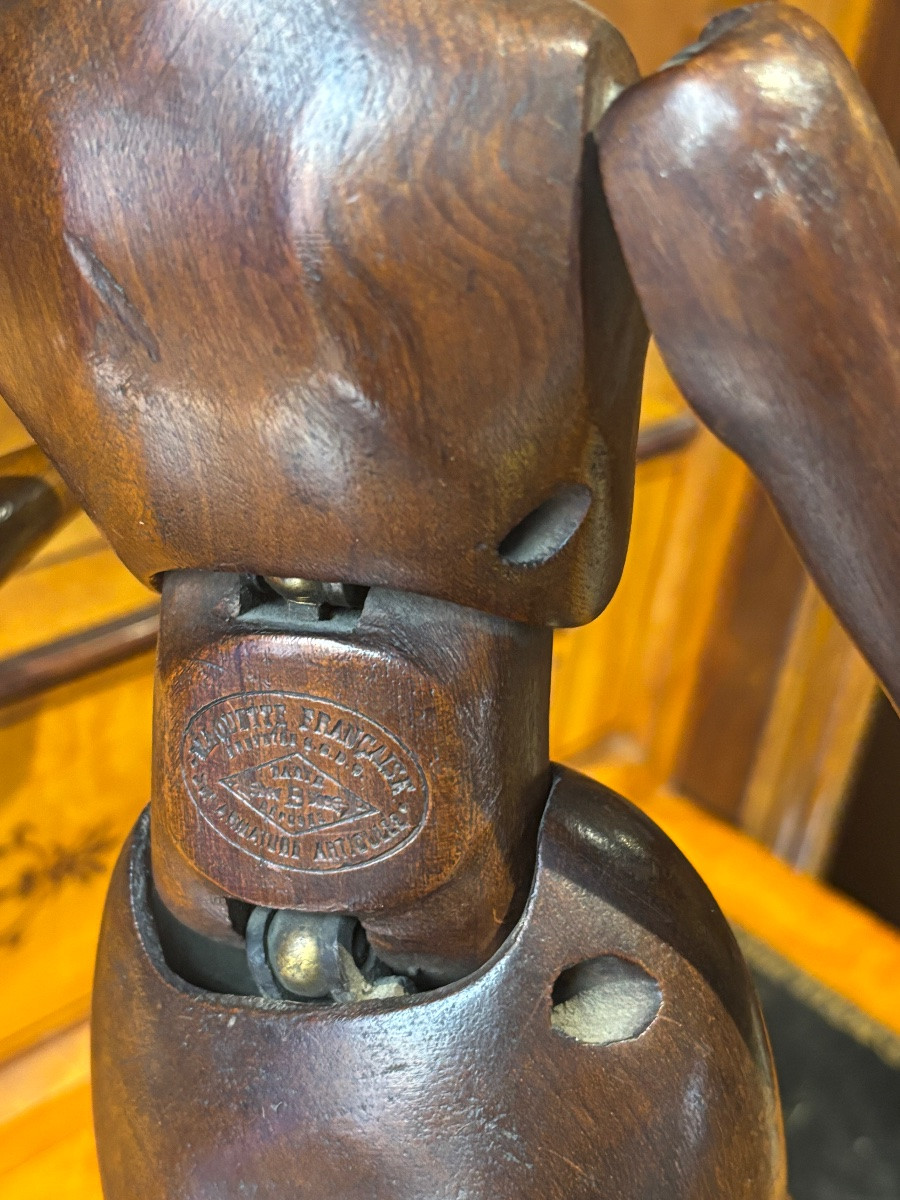 Mannequin d artiste epoque XIXe articulé système d articulation laiton avec support -photo-2