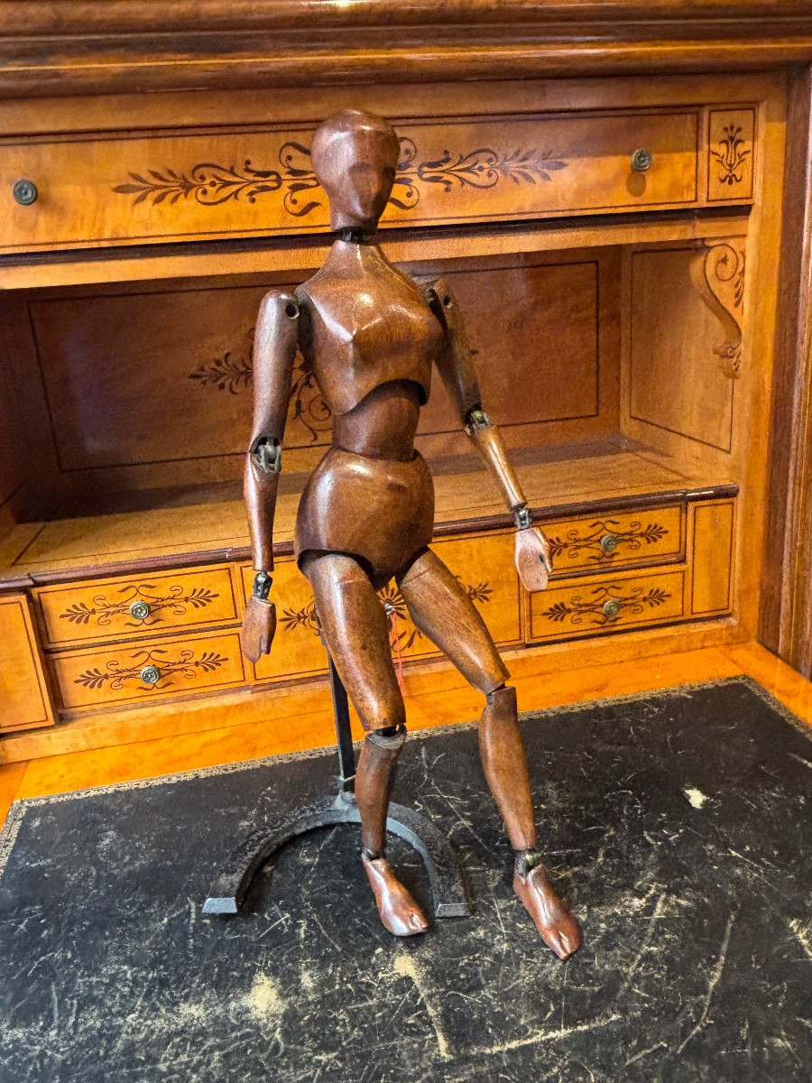 Mannequin d artiste epoque XIXe articulé système d articulation laiton avec support -photo-4