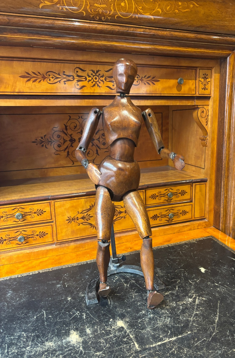 Mannequin d artiste epoque XIXe articulé système d articulation laiton avec support 