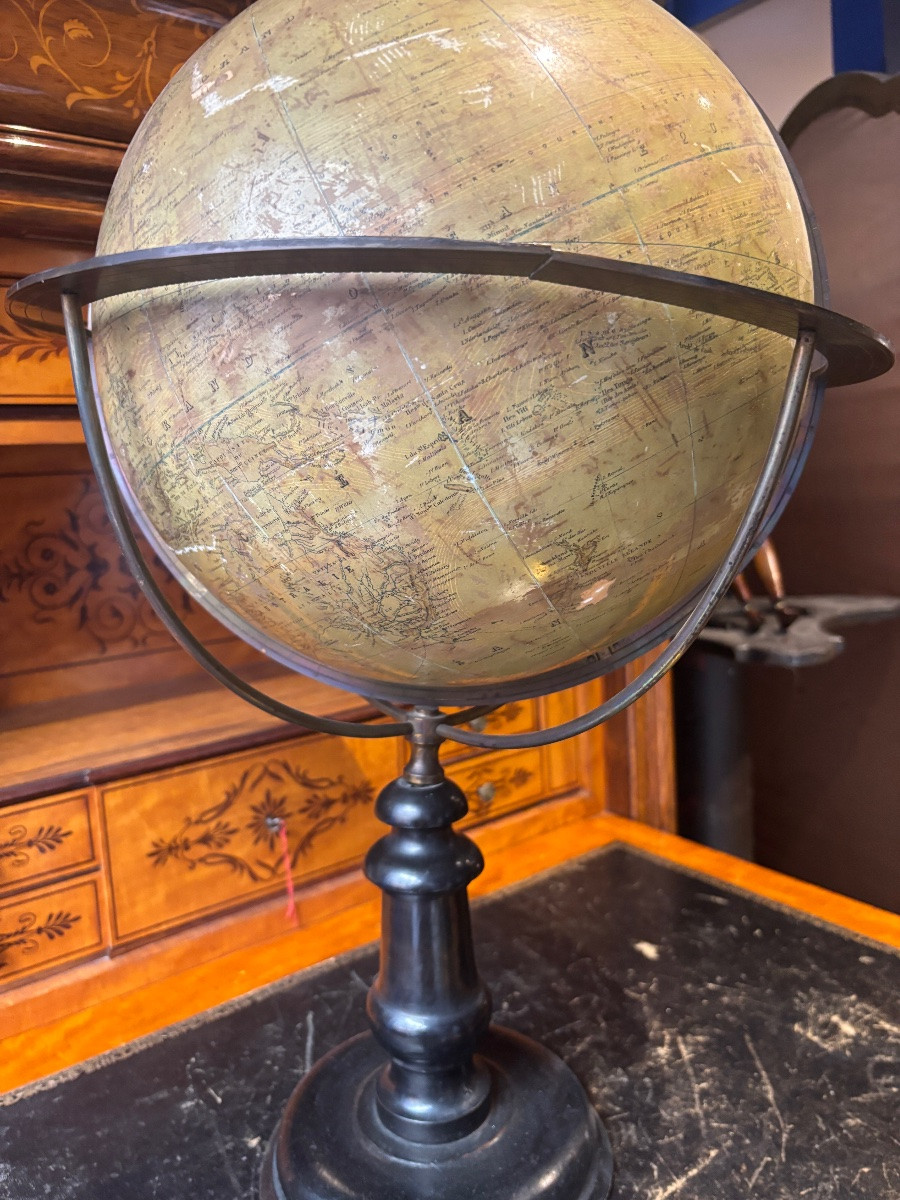 Périgot Large 19th Century Globe World Map-photo-3