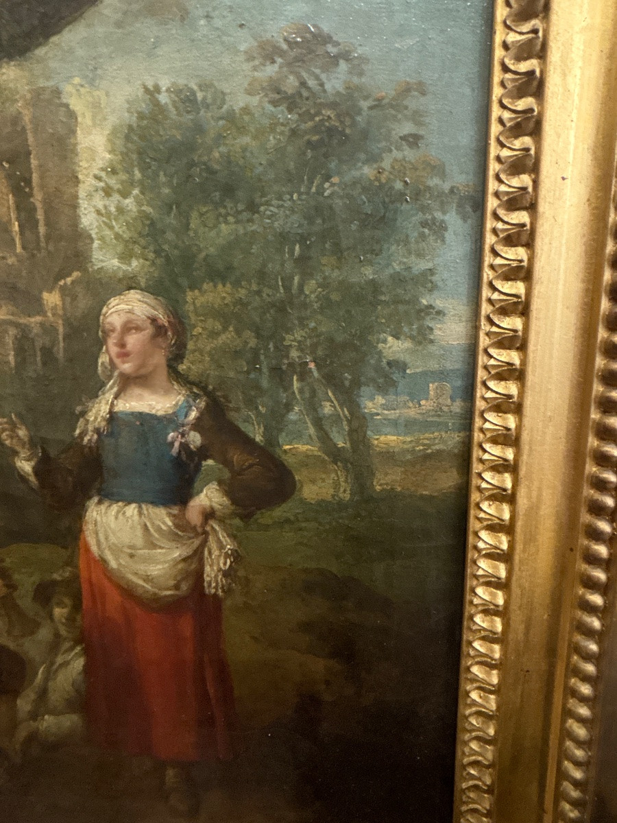 La Bohémienne Diseuse De Bonne Aventure Oil On Canvas 18th Century Piper-photo-6