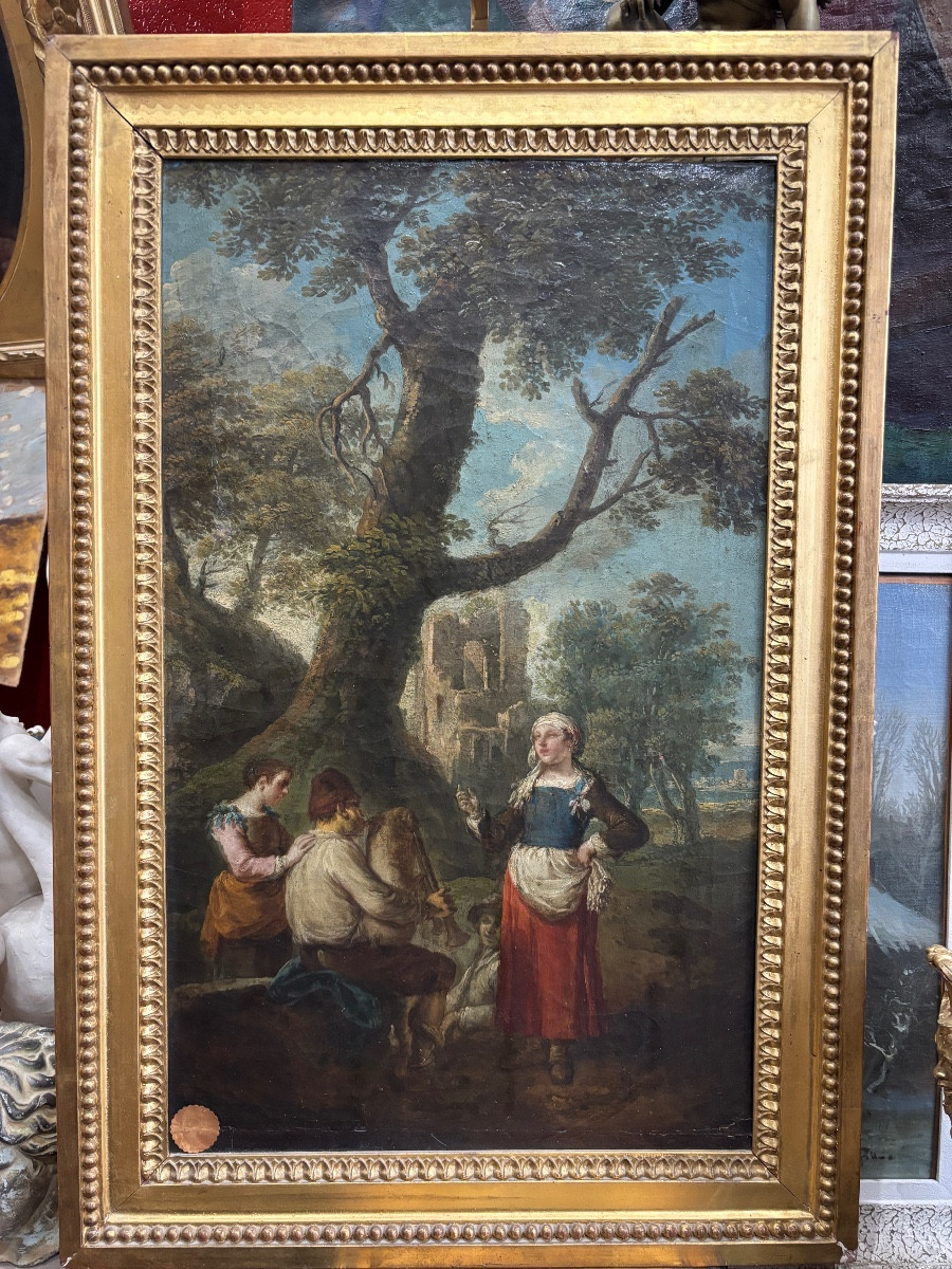 La Bohémienne Diseuse De Bonne Aventure Oil On Canvas 18th Century Piper