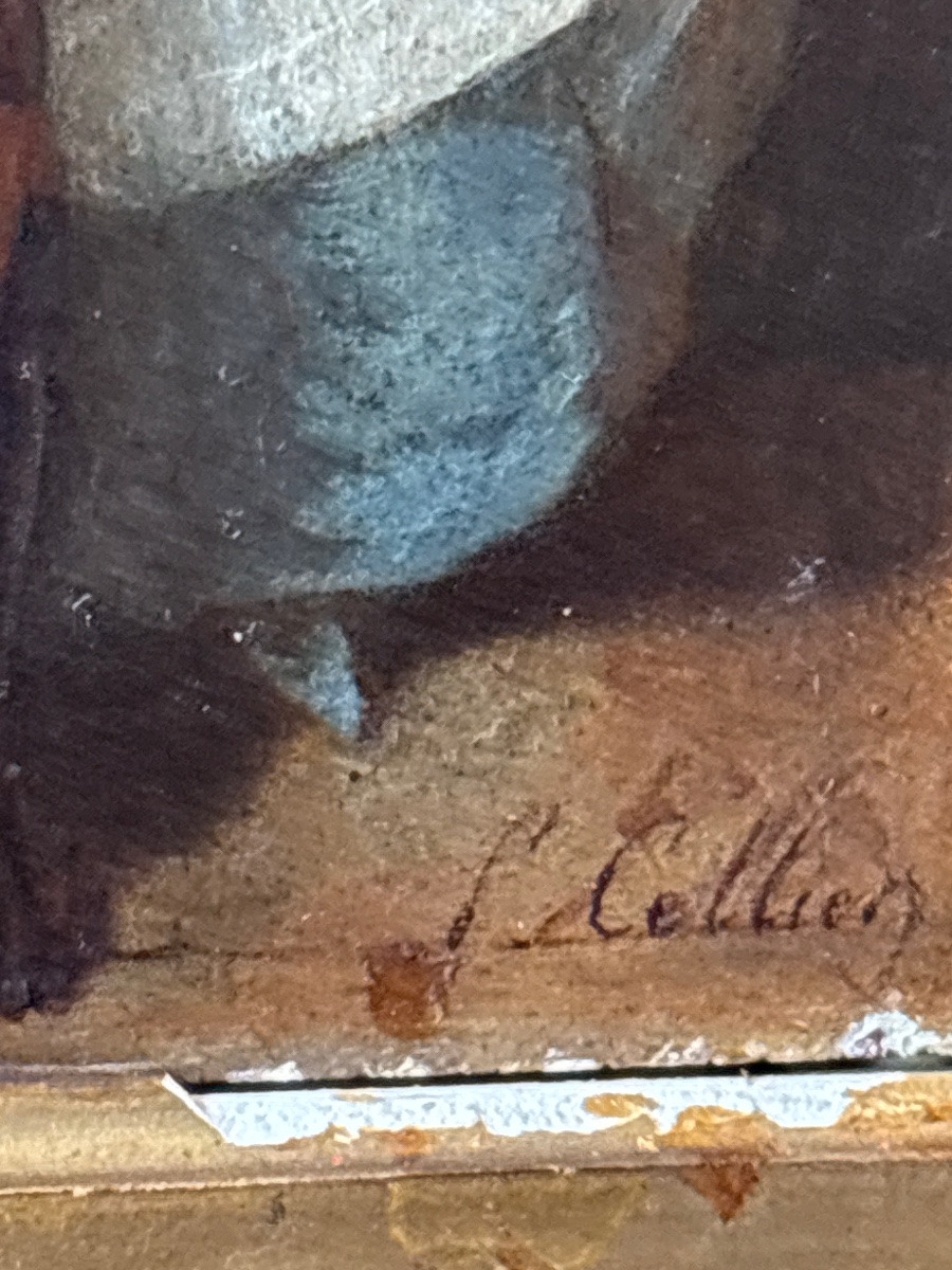 P Cellier Tableau Huile Sur Panneau Servante Au Billet Doux Scène Romantique XIXe-photo-4