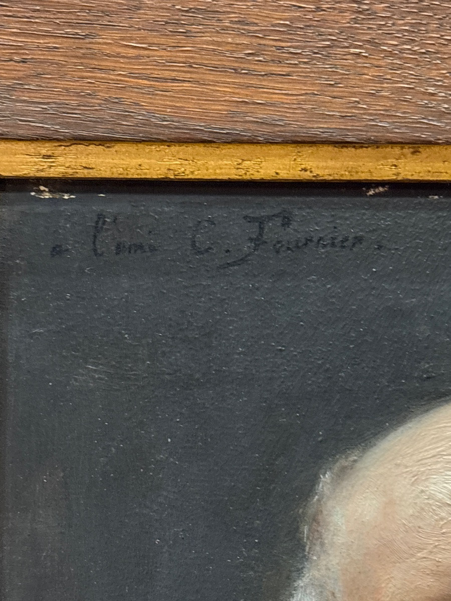Adrien Henri Tanoux Oil On Wood Portrait Of A Man Signed Dated And Dedicated 1899-photo-4