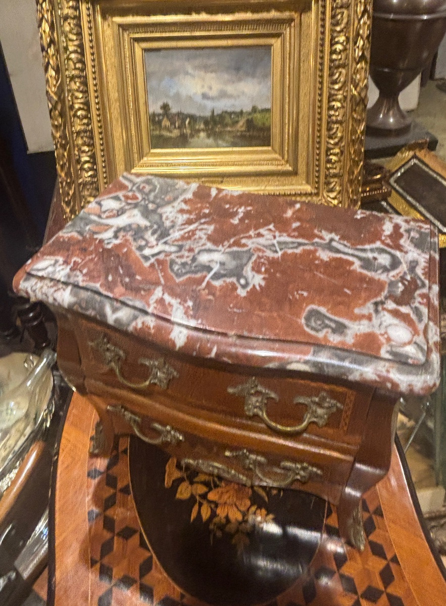 Antique Lxv Style Marquetry Master's Commode Tombeau, Circa 1900-photo-4