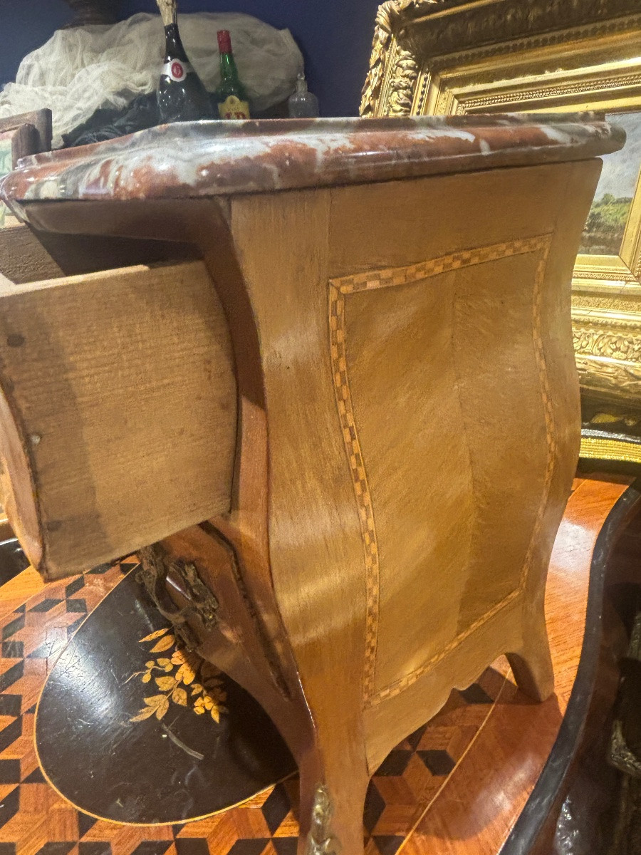 Antique Lxv Style Marquetry Master's Commode Tombeau, Circa 1900-photo-3