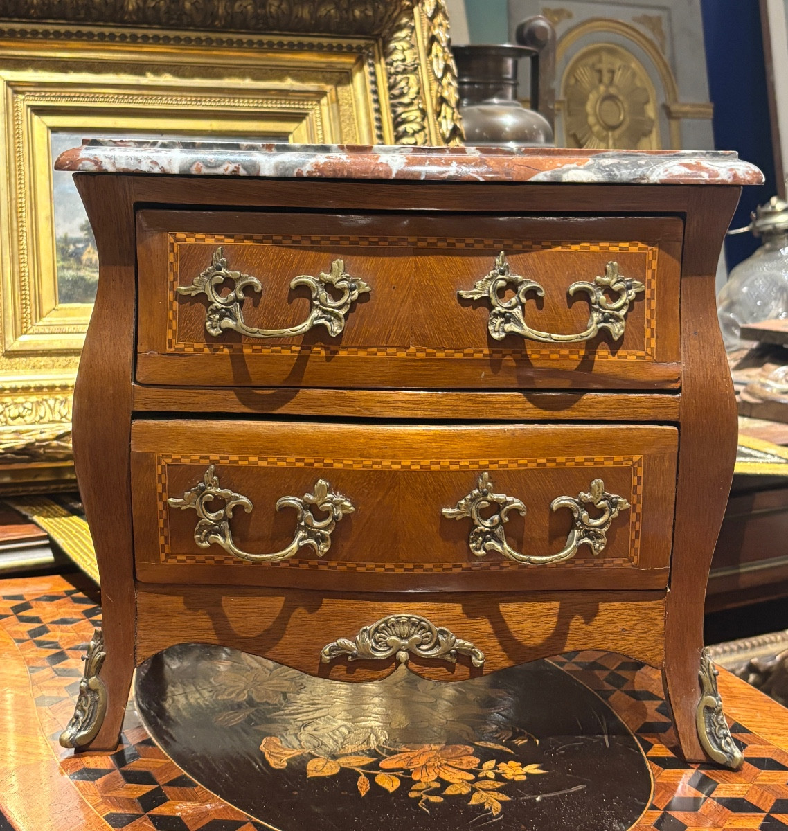 Antique Lxv Style Marquetry Master's Commode Tombeau, Circa 1900