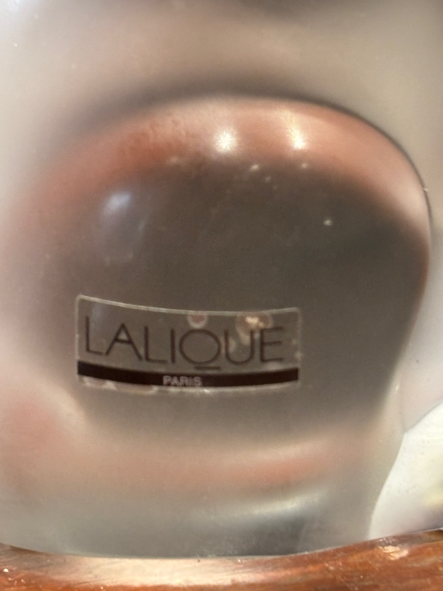 Lalique Chat Faisant Sa Toilette Frosted Glass Sculpture-photo-1