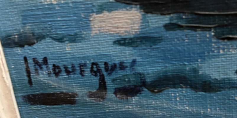 Mourgue grand tableau huile sur toile le port de St tropez marine -photo-4