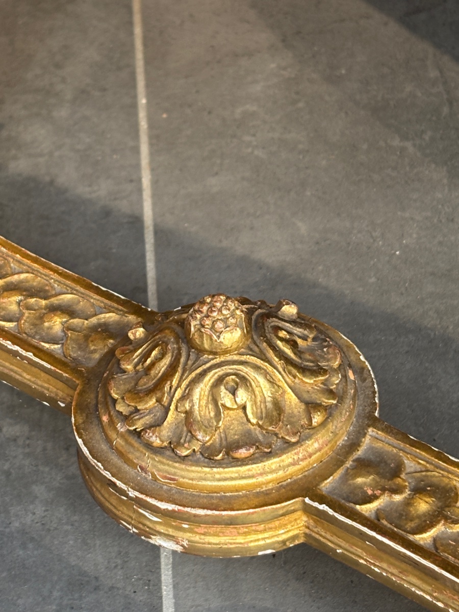 Banquette bois doré XIXe de style LXVI cannée et coussins tapisserie d aubusson Napoléon 3-photo-1