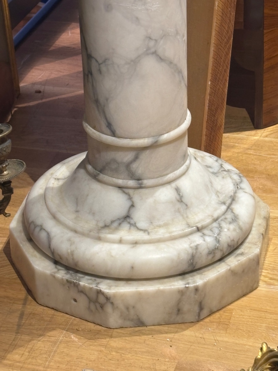 Colonne piédestal en albâtre xxe de style classique à l antique -photo-3