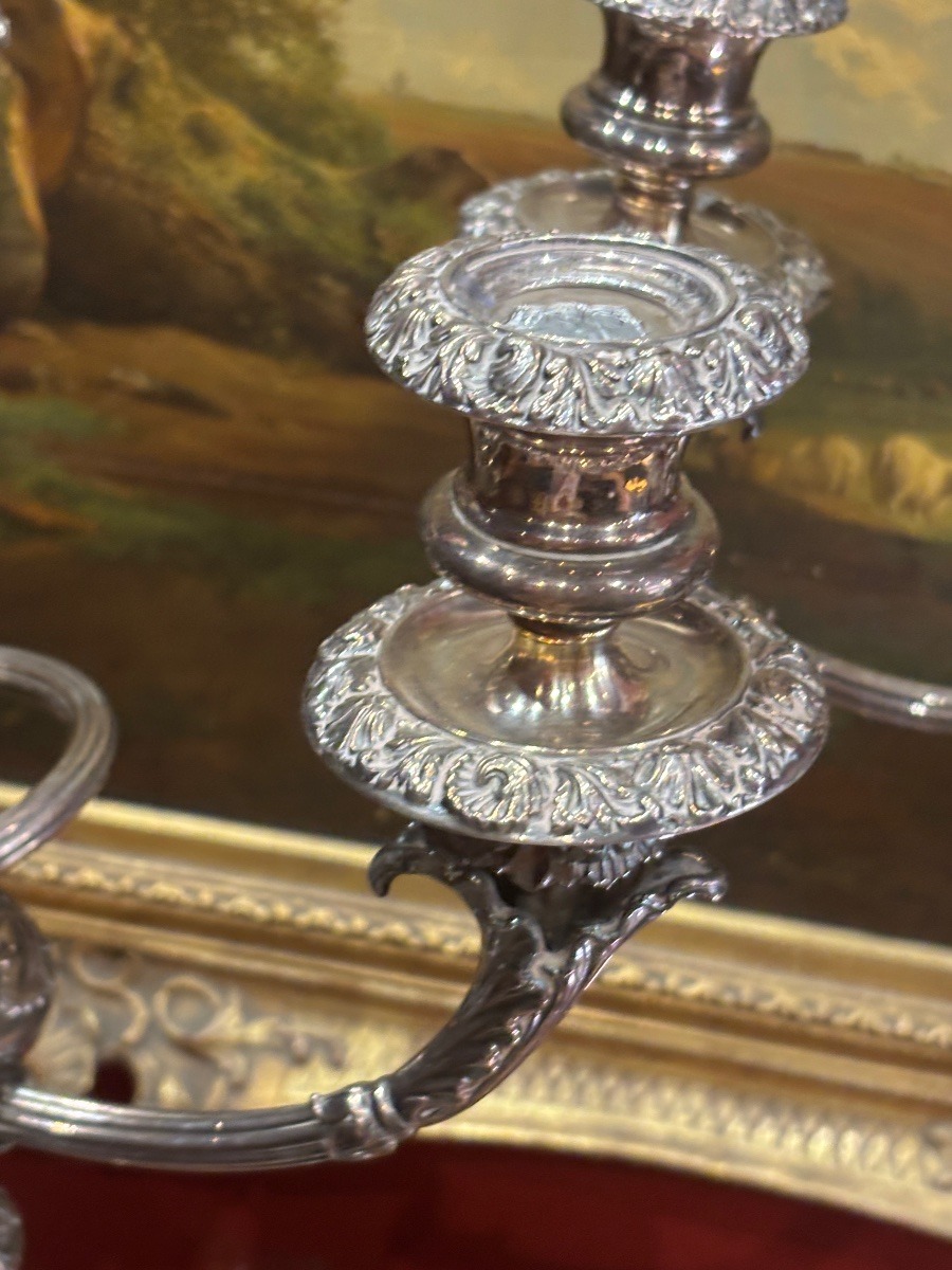 Large Pair Of Silver-plated Candlesticks, Likely English Baroque, Hallmarked-photo-4