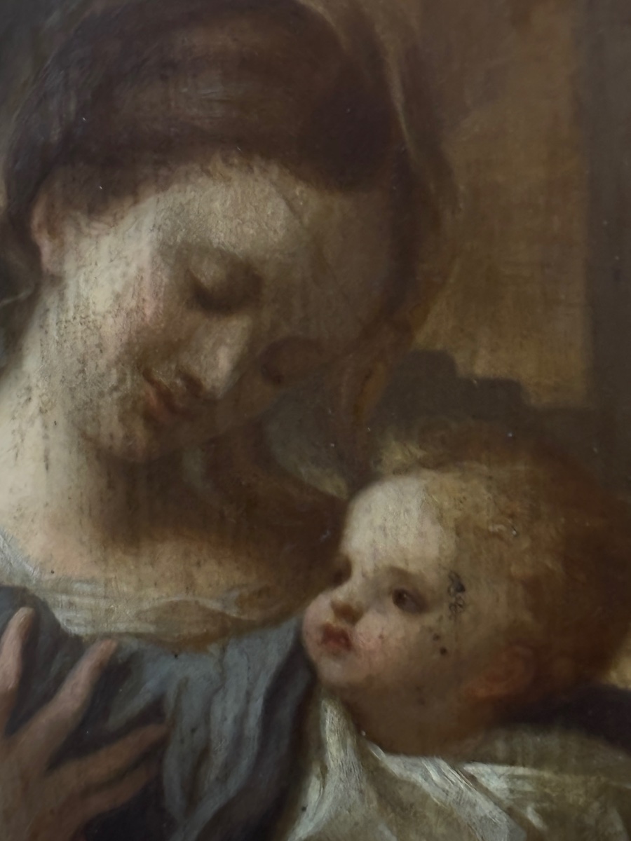 Vierge à l enfant huile sur bois première moitié du XIXe marie-photo-2
