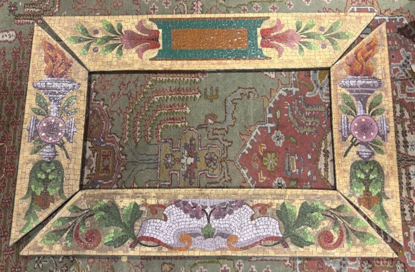 Entrance Threshold Of A Beautiful, Prestigious 19th-century Residence, Featuring A Mosaic Design With Banner Motifs 