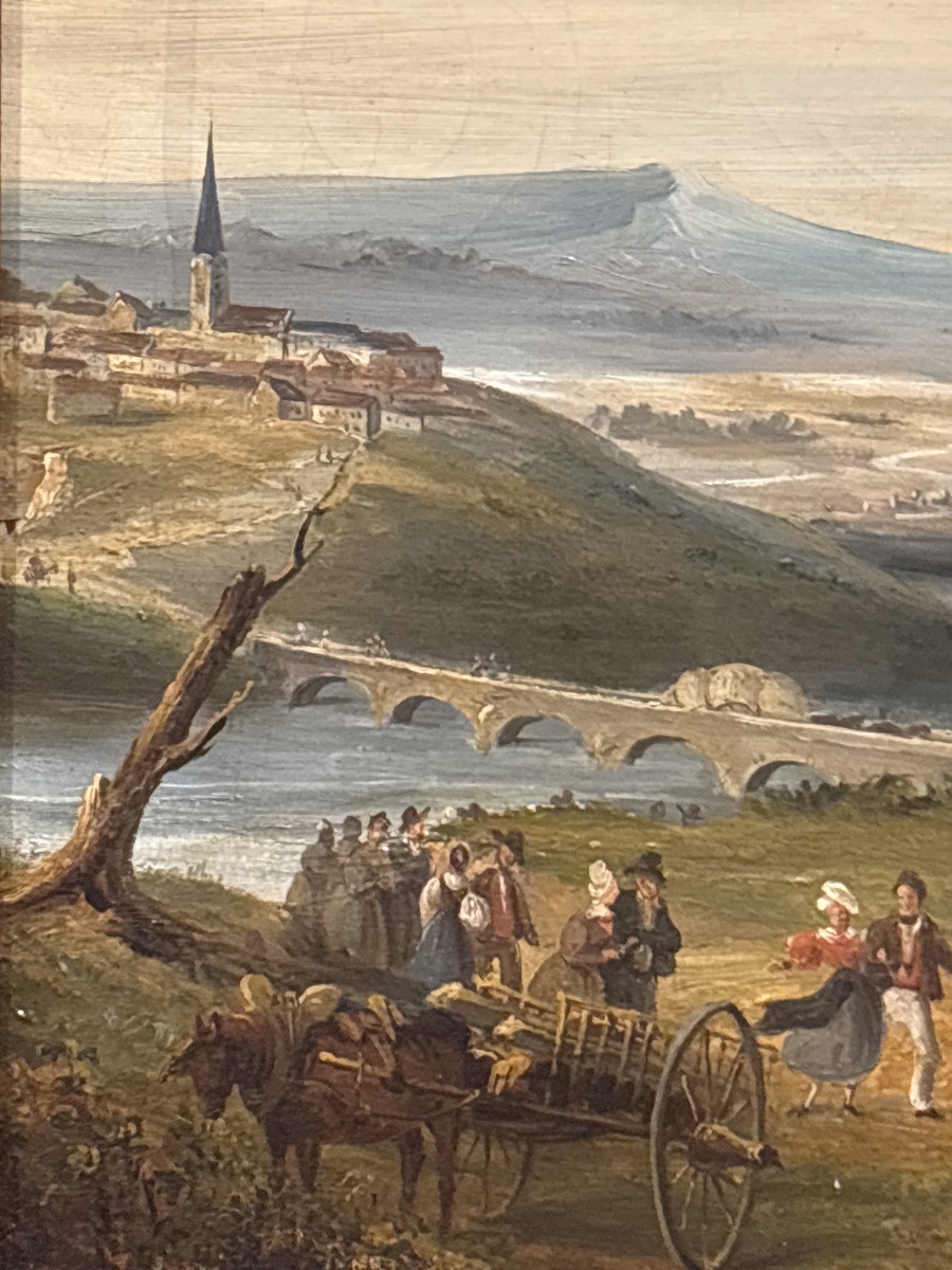 19th-century Oil-on-canvas Painting, Mounted On A Cardboard Panel, Depicting A Country Dance Scene -photo-2