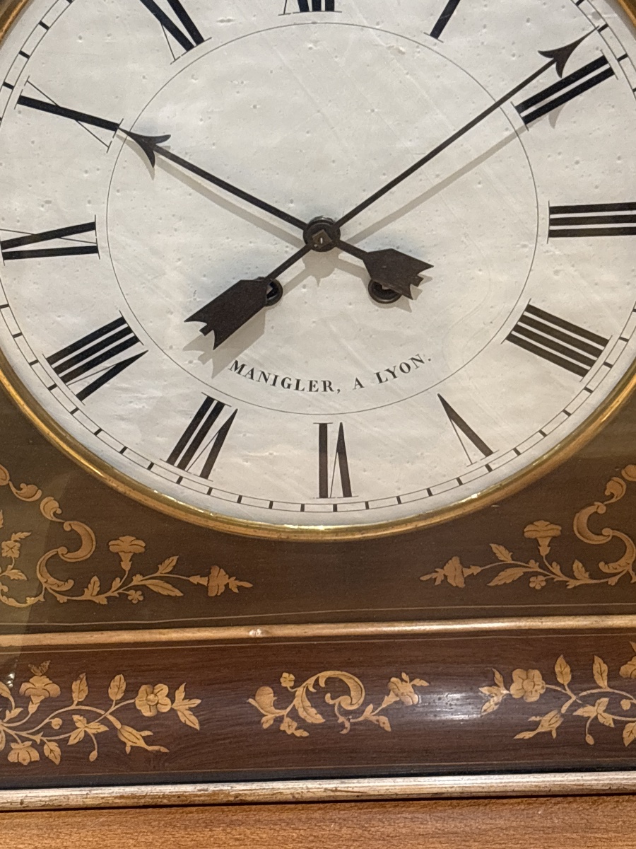 Carillon horloge œil de bœuf en marqueterie époque Charles X-photo-4