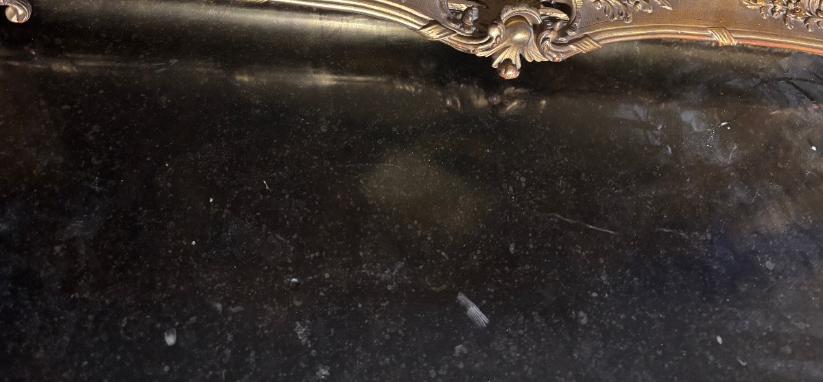Small Empire-style Console Table In Flamed Mahogany, Adorned With Gilded Bronze Columns -photo-4