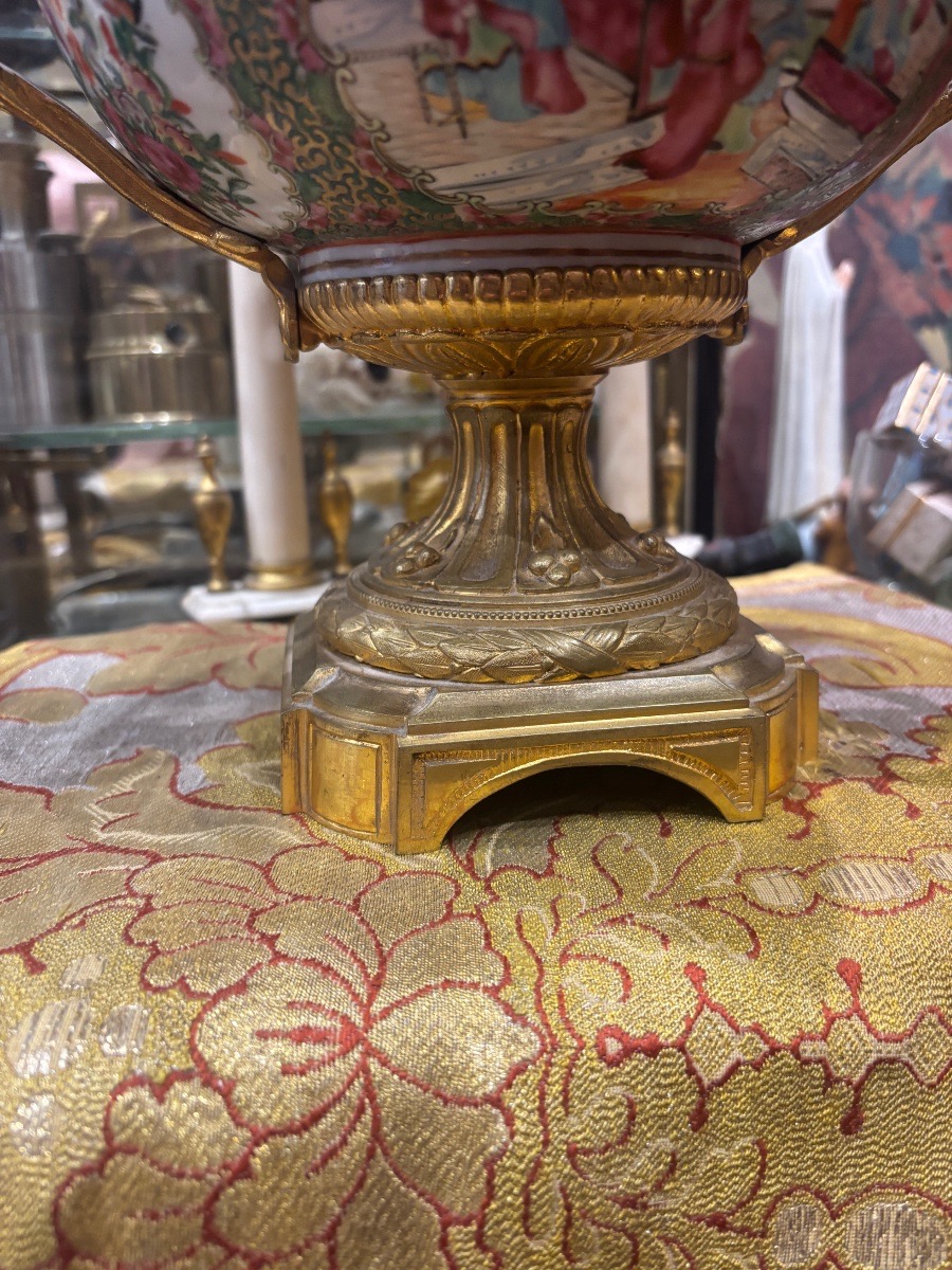 Canton coupe en porcelaine montée bronze doré epoque XIXe Napoléon III -photo-1